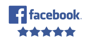 facebook logo and 5 star reviews