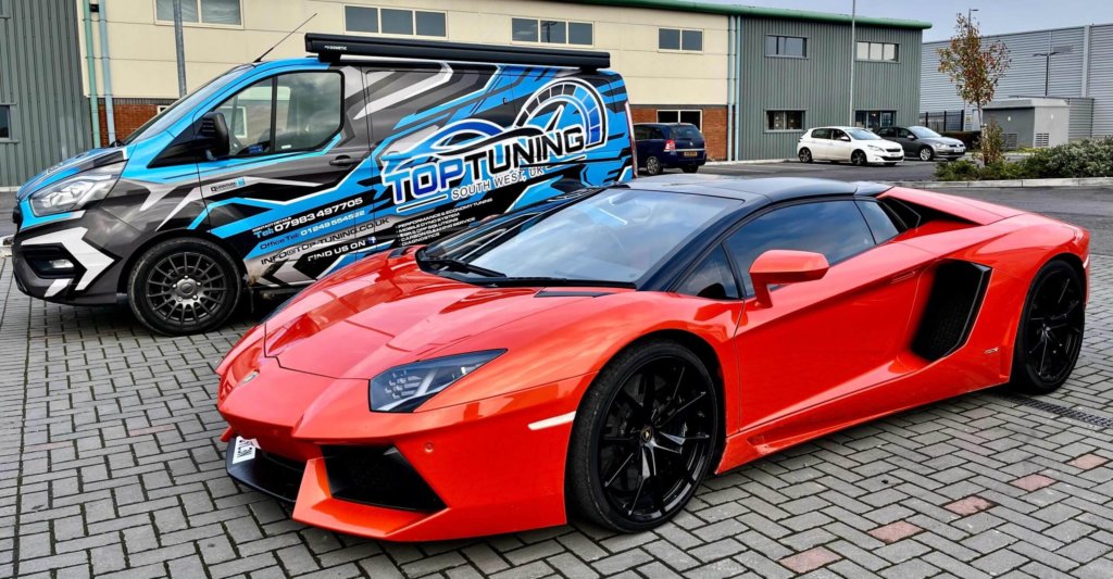 Top Tuning Header Red Sports car Header for Top Tuning